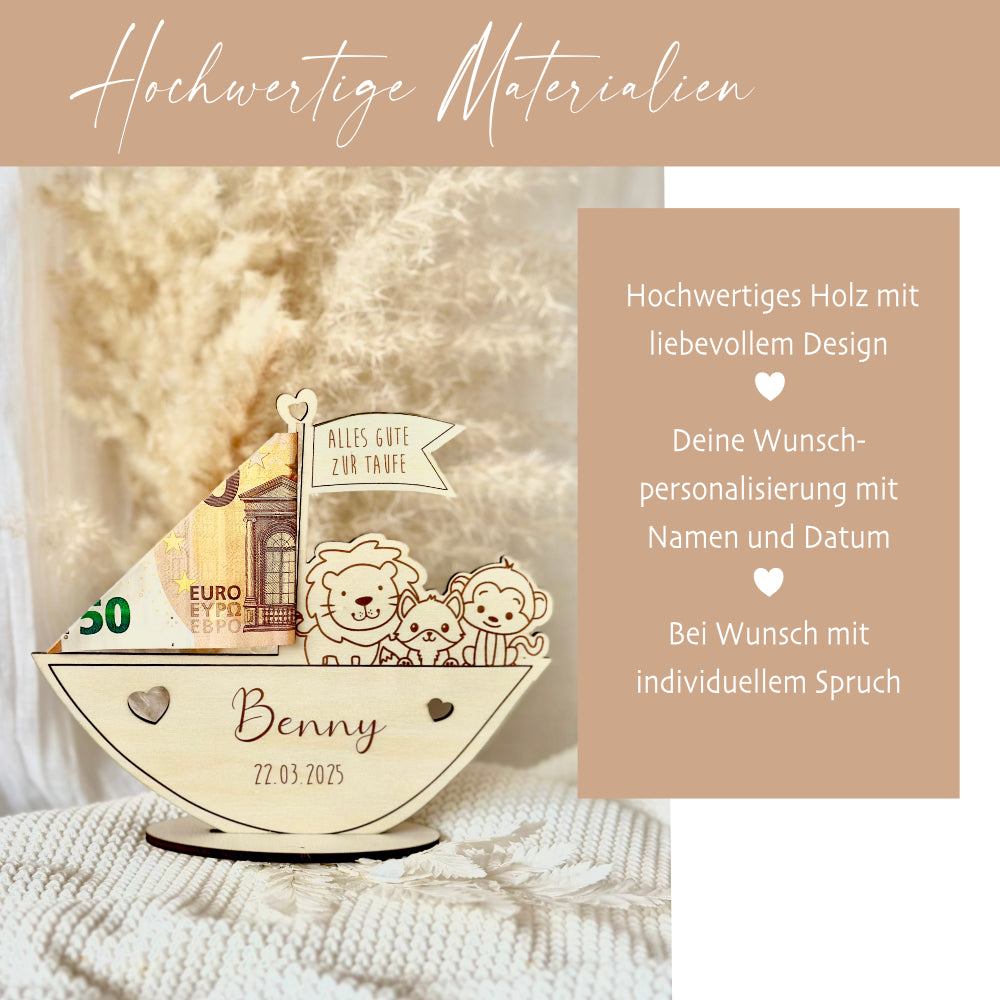 Geldgeschenk mit Namen zur Geburt, Taufe Geschenk Geburtstag Kommunion Konfirmation Firmung