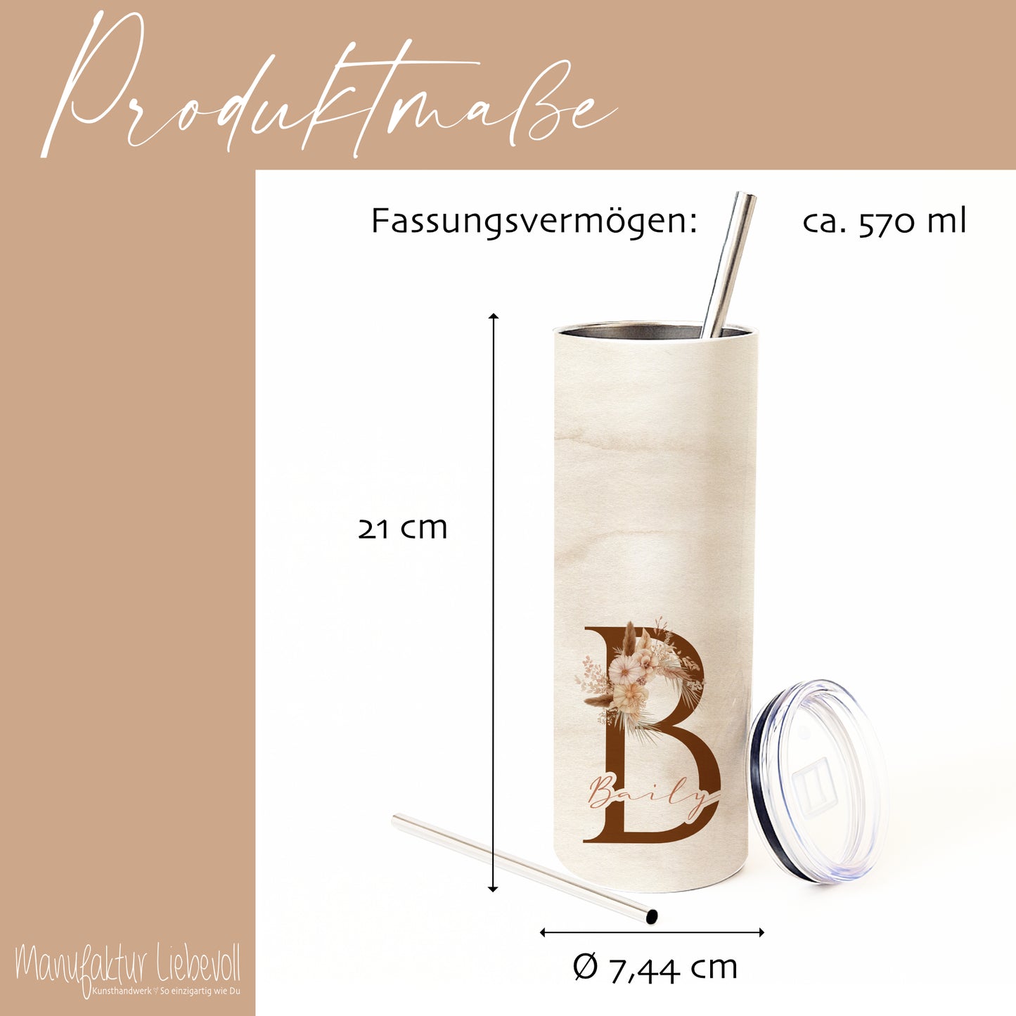 Personalisierter Edelstahl-Thermobecher 20 oz mit Namen & Initiale Thermobecher personalisiert  Geschenk für Frauen Boho Kaffeebecher to go