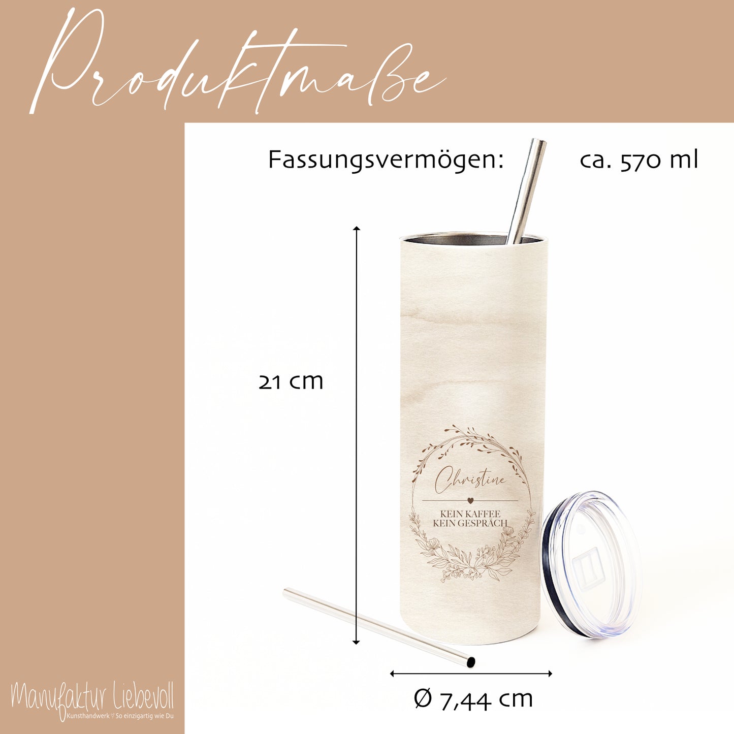 Personalisierter Edelstahl-Thermobecher mit Namen & Wunschtext, Boho Kaffeebecher to go, Geschenk für Frauen, Beste Freundin, Kollegin