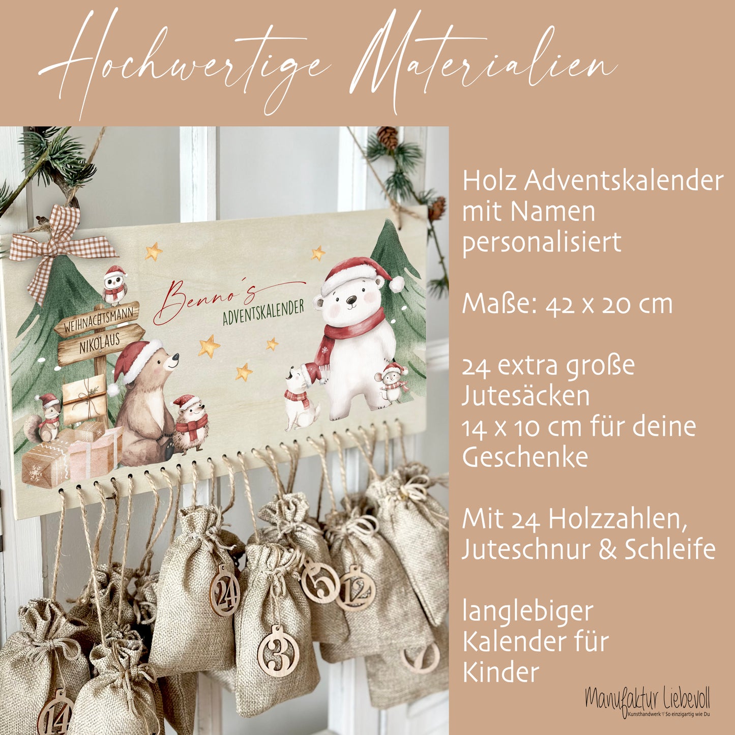 Bennos Adventskalender Holzschild