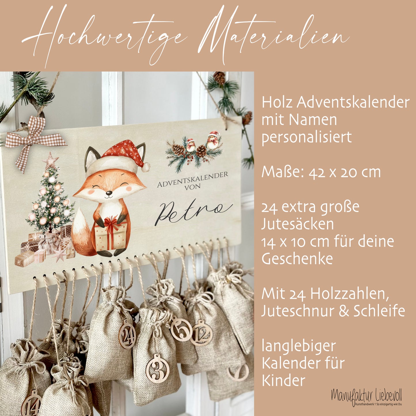 Adventskalender mit Namen für Mädchen und Jungen