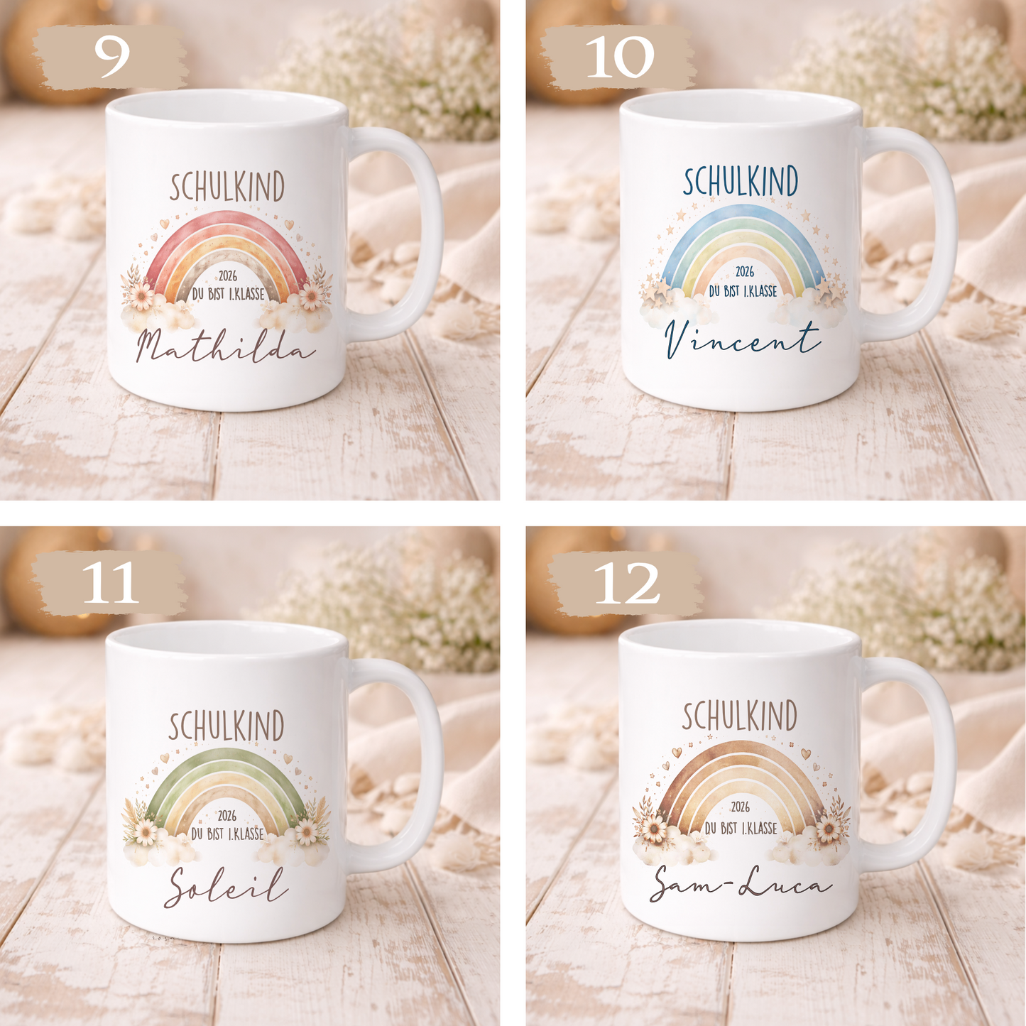 Einschulung Geschenk Schulkind 2026 I Personalisierte Kinder Tasse mit Namen viele Motive I Mädchen Einschulung Junge Geschenk Schulstart