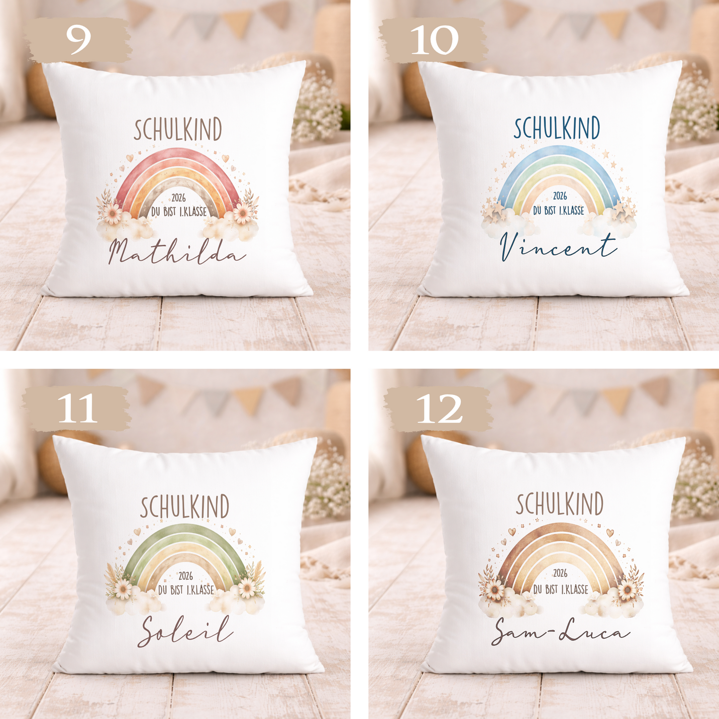 Personalisiertes Kissen zur Einschulung – Schulkind 2026 Geschenk mit Namen