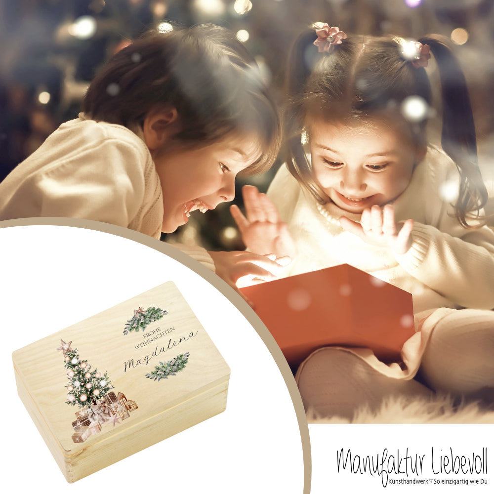 Personalisierte Heiligabend Box Holzbox Personalisiert Weihnachten Geschenk Frohe Weihnachten für Kinder Familie Frauen Freundin Holzkiste