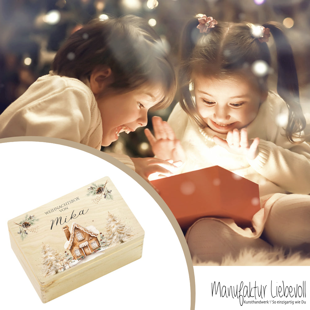 Heiligabend Box Personalisiert Holzbox Personalisiert Weihnachten Geschenk Frohe Weihnachten für Kinder Familie Frauen Freundin Holzkiste