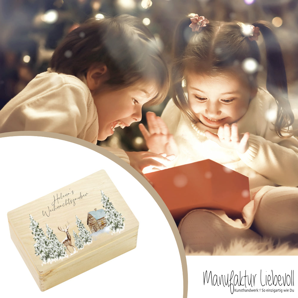 Weihnachten Holzbox Personalisiert Geschenk Frohe Weihnachten Personalisierte Heiligabend Box für Kinder Familie Frauen Freundin Holzkiste