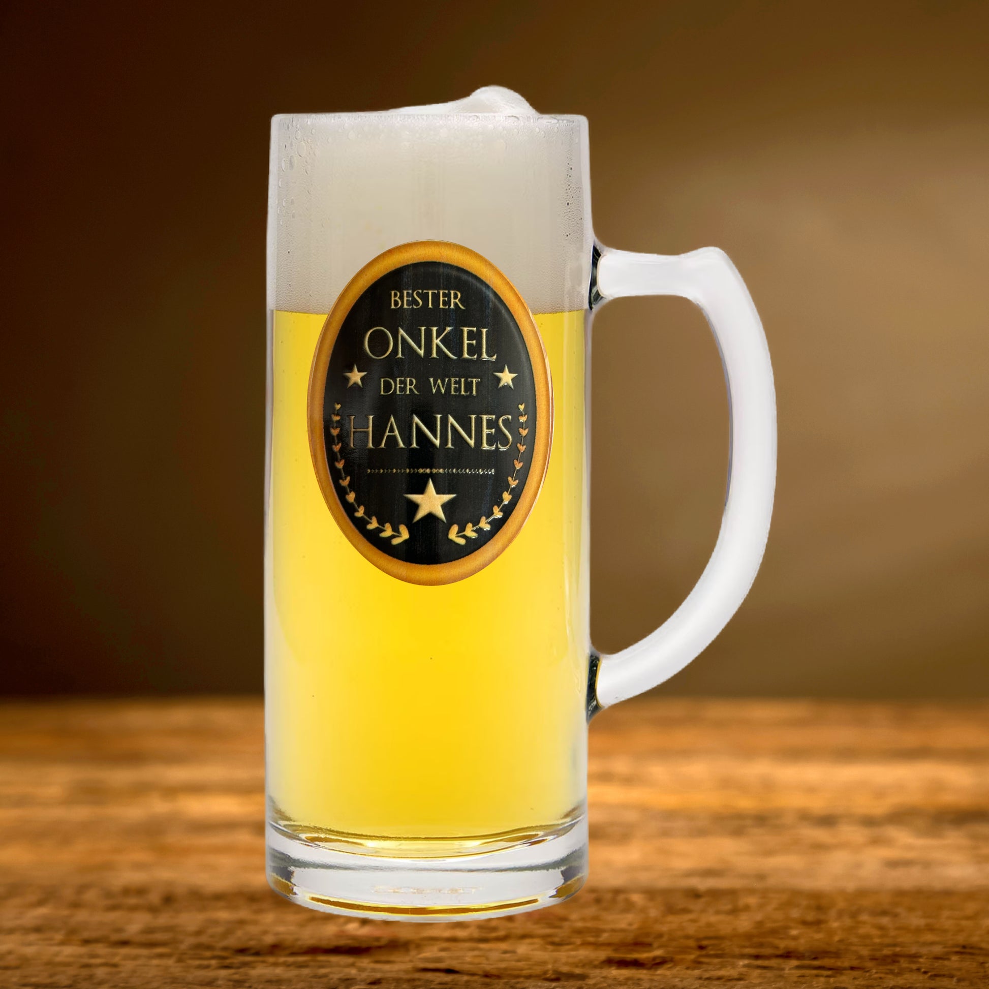 Bierglas mit Namen für den Onkel zum Geburtstag