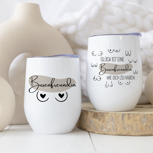 Weinbecher Busenfreundin aus Edelstahl für die Beste Freundin, 3 Motive zur Auswahl