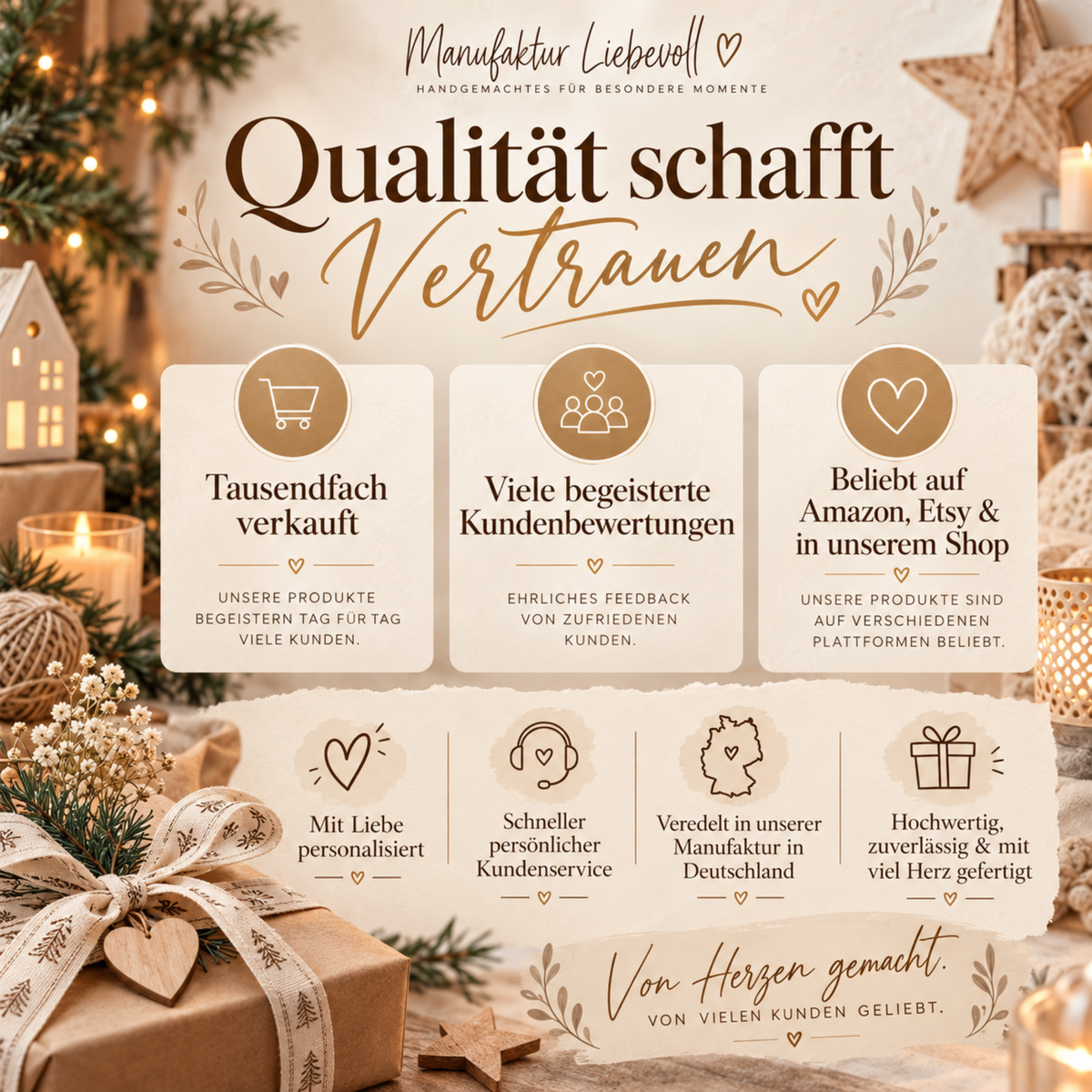 Personalisierter Adventskalender aus Holz mit Namen – 6 Tiermotive