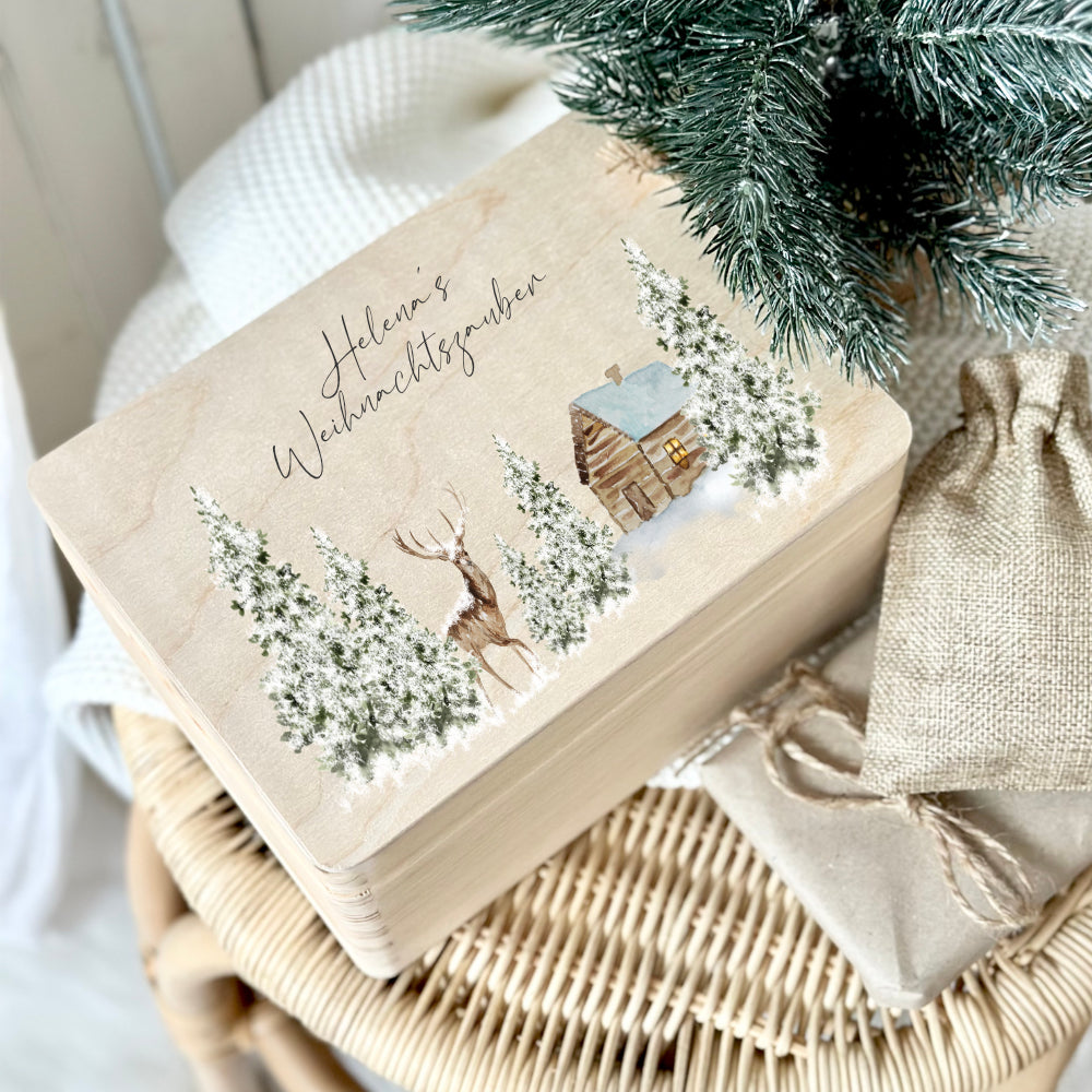 Weihnachten Holzbox Personalisiert Geschenk Frohe Weihnachten Personalisierte Heiligabend Box für Kinder Familie Frauen Freundin Holzkiste