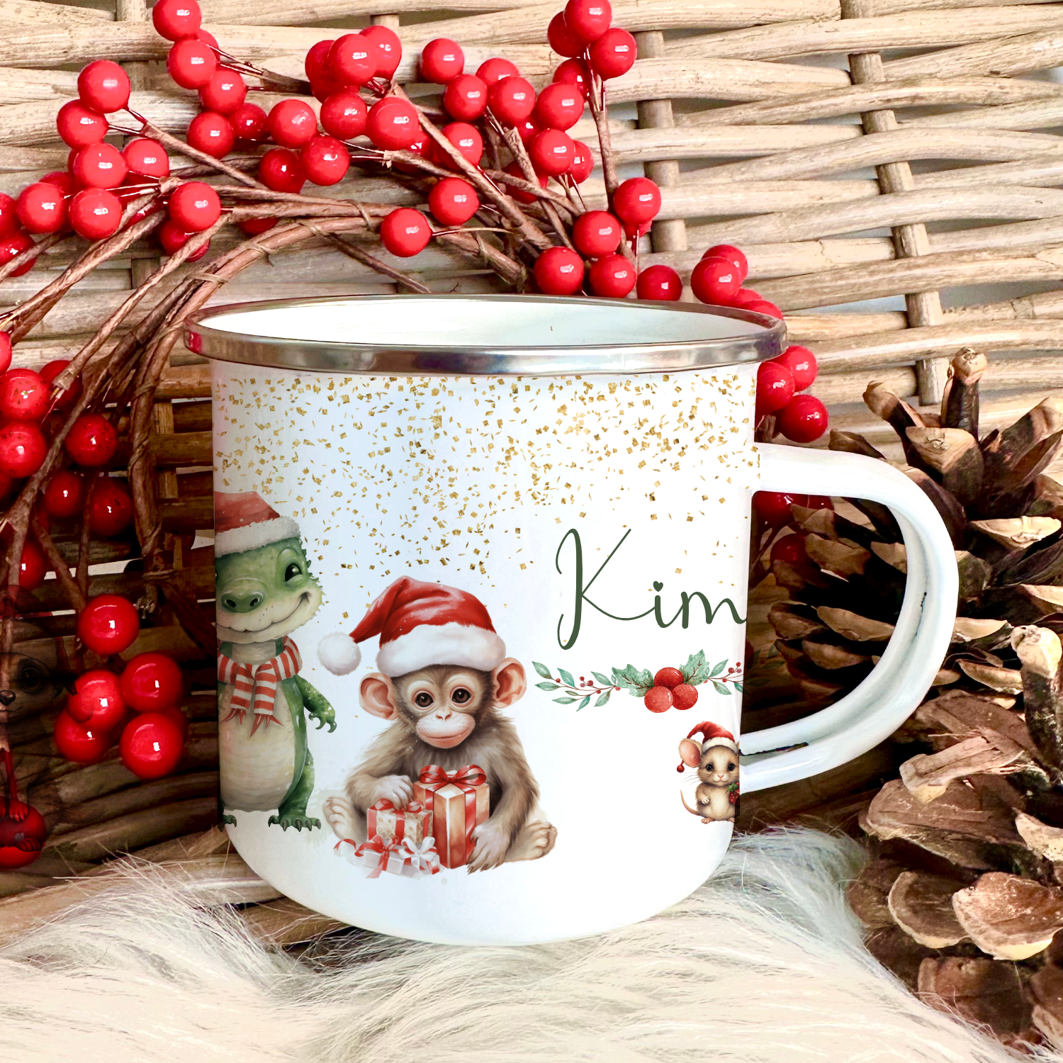 Kinder Tasse mit Namen als Nikolaus Weihnachtsgeschenk