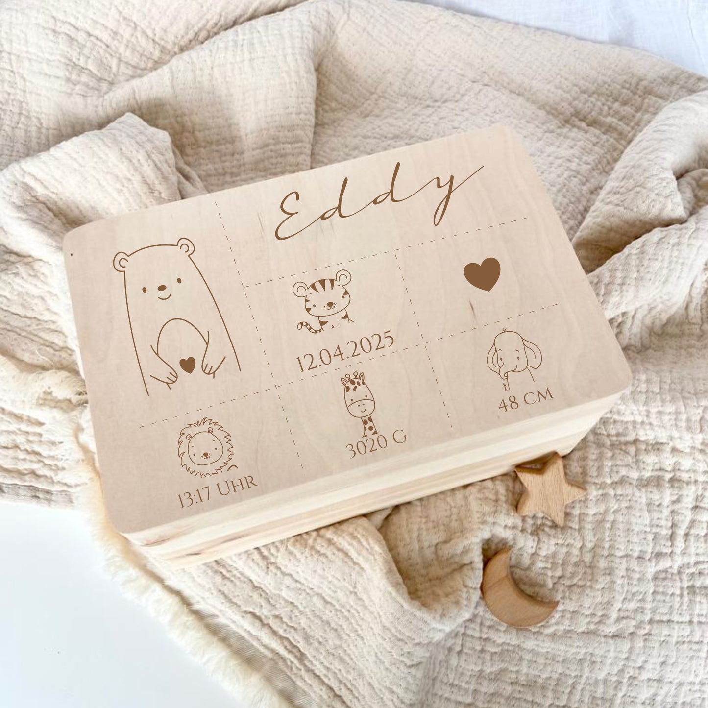 Erinnerungsbox Baby Personalisiert Baby Erinnerungskiste aus Holz Babygeschenk Geschenk zur Geburt Taufe Geburtsgeschenk Taufgeschenk Mädchen Junge