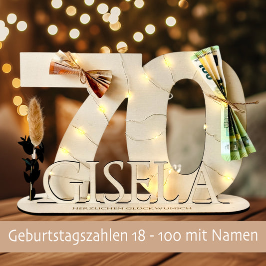 Geburtstag Geschenk Frauen & Männer 18 20 30 40 50 60 70 80 90 Geldgeschenke Gästebuch Holz  Geburtstag LED Deko Personalisierte Geburtstagsgeschenke