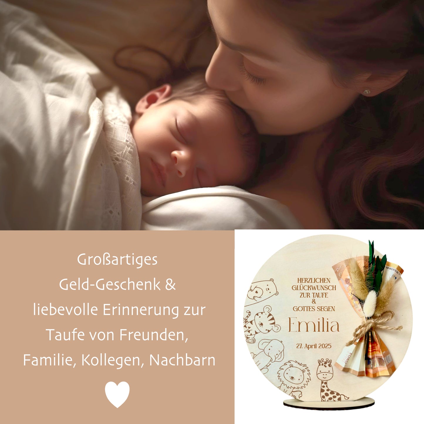 Geldgeschenk Taufe Taufgeschenk personalisiert Geldgeschenk zur Taufe mit Namen Spruch & Datum Baby Taufgeschenk Mädchen Jungen Babygeschenk