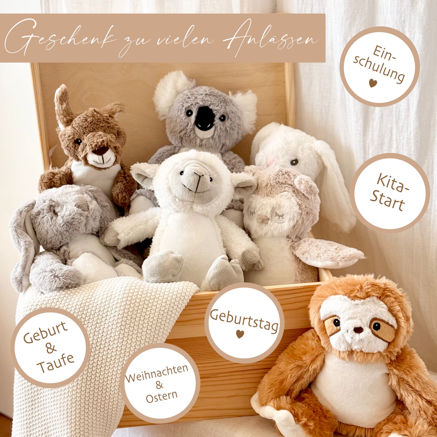Personalisiertes Plüschtier Namen Datum Spruch Baby Geschenk Geburt Taufe Geburtstag