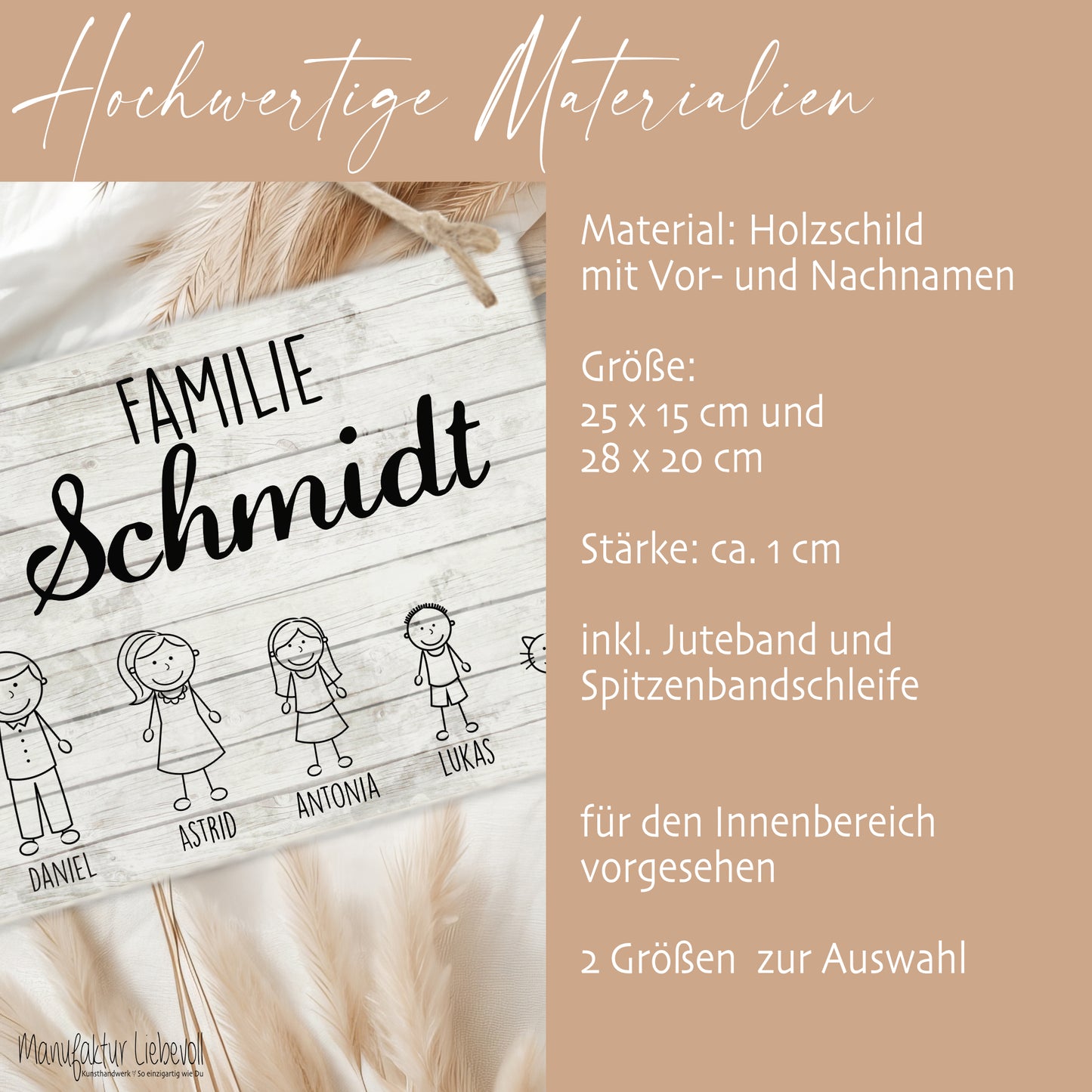 Türschild Familie personalisiert mit Namen als Geschenk