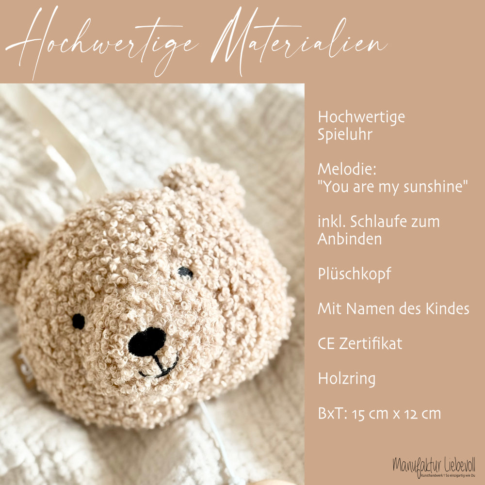 Personalisierte Spieluhr Bär mit Melodie "You are my sunshine"