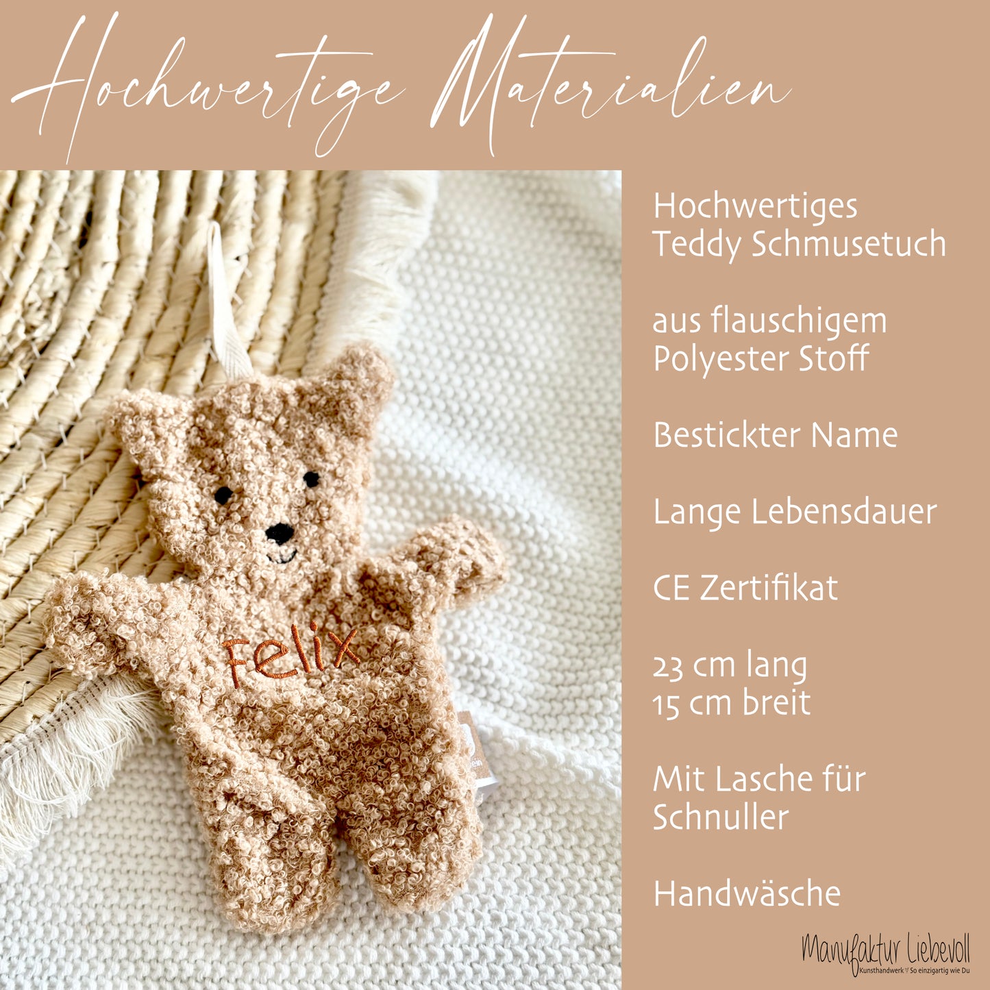 Schmusetuch Teddy Schmusetier Baby Kuscheltuch Teddy Babygeschenk Geburt Baby personalisiert Schnuffeltuch