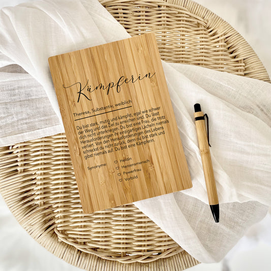 Notizbuch Kämpferin mit Namen Definition Geschenk Frau Freundin Tochter Personalisiert Tagebuch Notizheft Journal