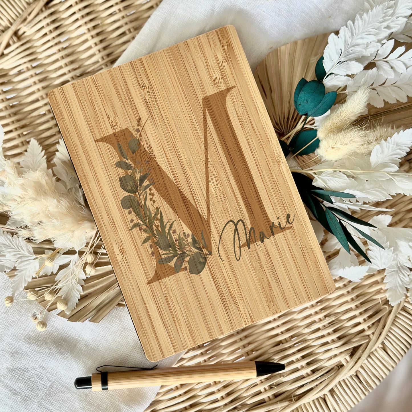 Notizbuch personalisiert Tagebuch mit Namen A5 Journal Mädchen Frauen Teenager Geschenk Schreibheft Journal Notizheft Monogramm Eukalyptus