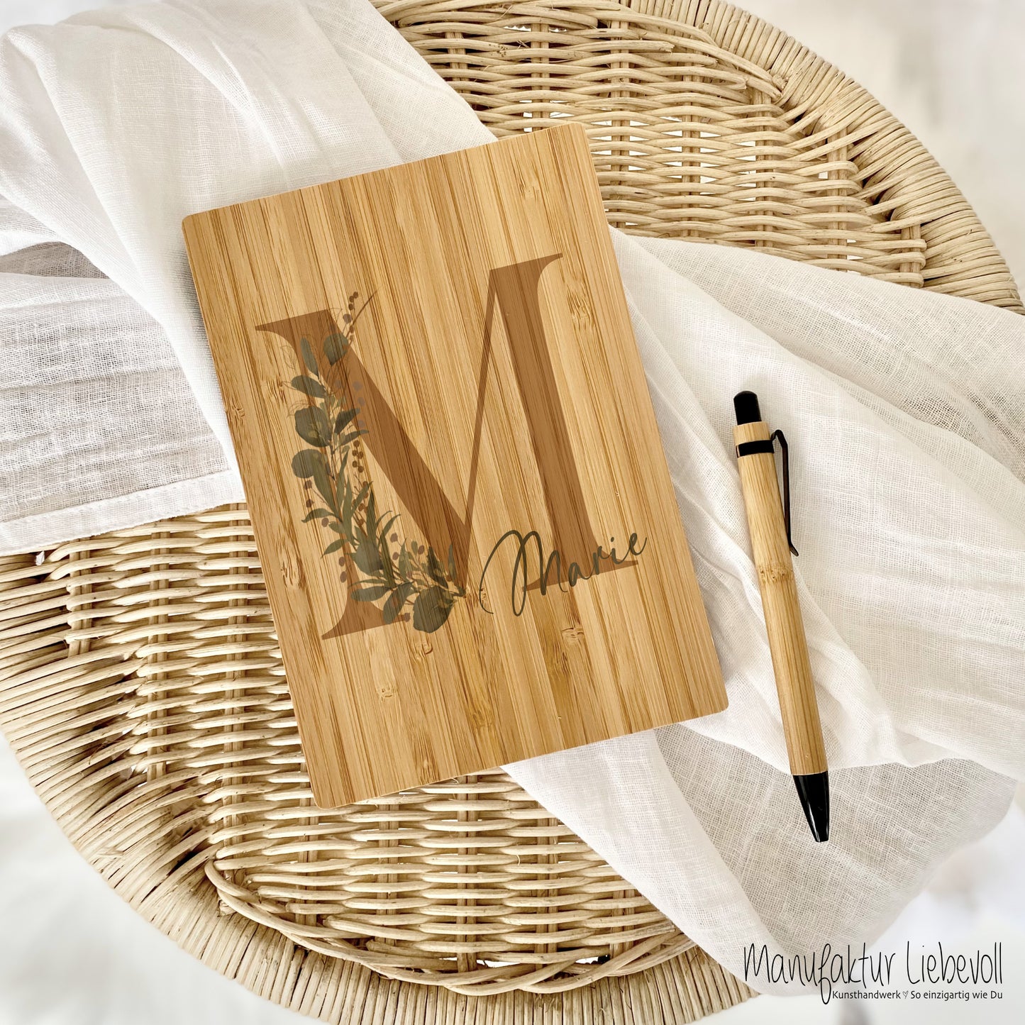 Notizbuch personalisiert Tagebuch mit Namen A5 Journal Mädchen Frauen Teenager Geschenk Schreibheft Journal Notizheft Monogramm Eukalyptus