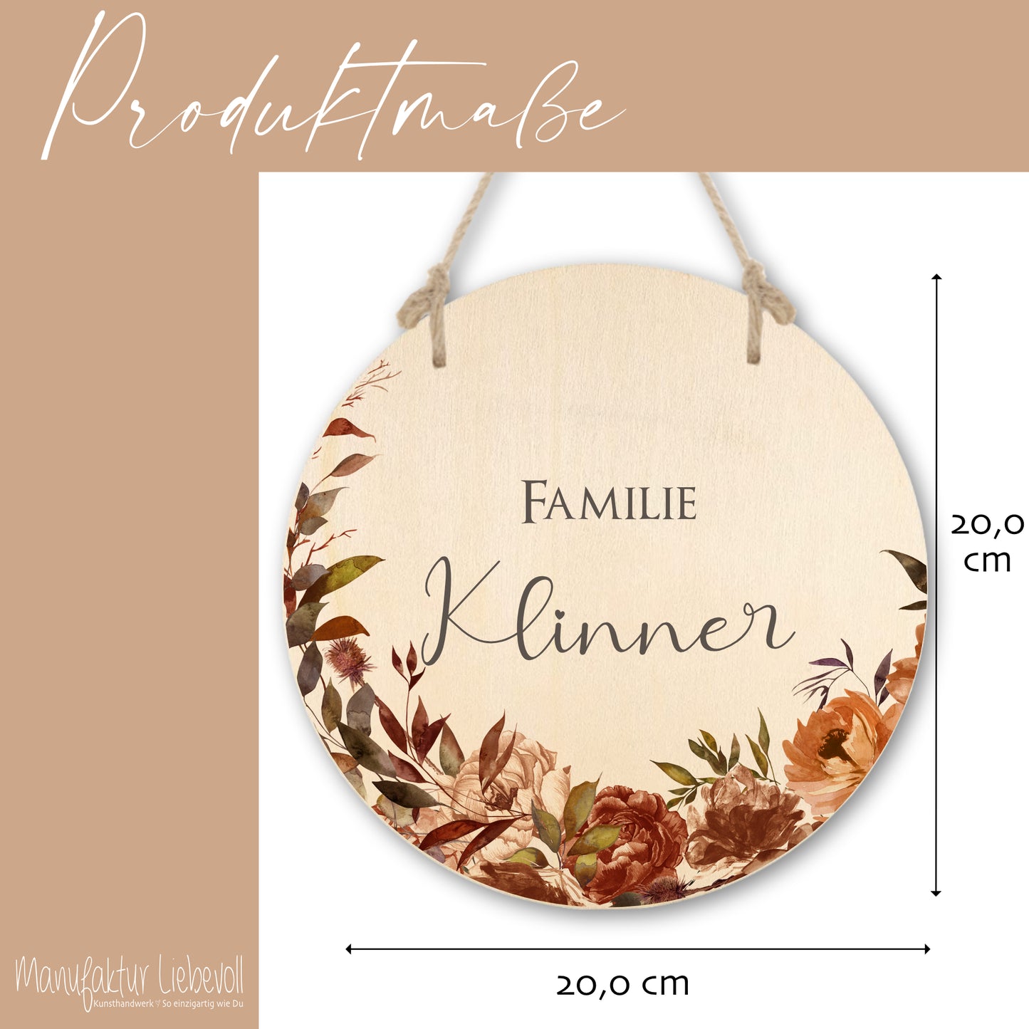 Haustürschild aus Holz "Spätblüher" | Türschild mit dem Familiennamen | Personalisiertes Geschenk u. besondere Geschenkidee für Familien | Deko für den Herbst | 3 Motivvarianten zur Auswahl