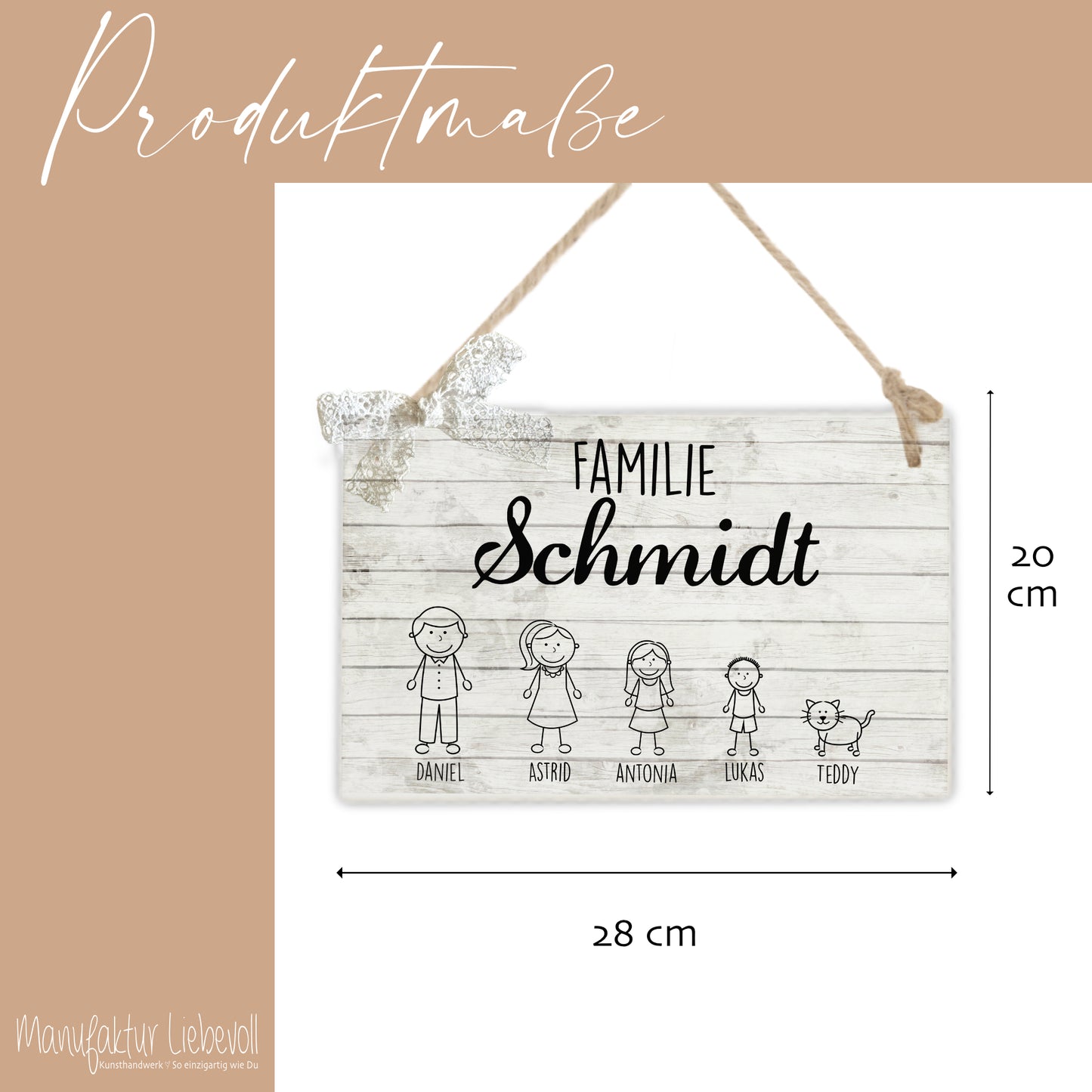 Türschild Familie personalisiert mit Namen als Geschenk