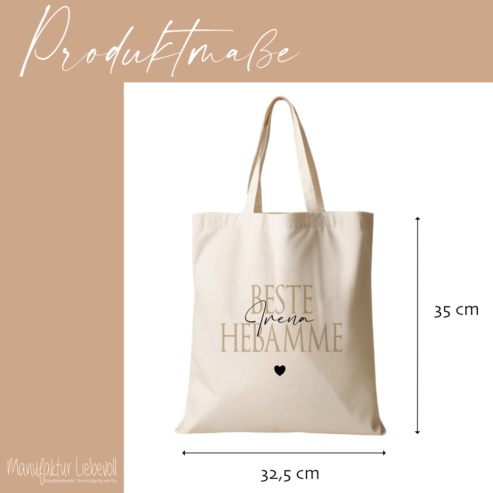 Personalisierter Stoffbeutel, 3 Motive: Beste Erzieherin, Beste Lehrerin, Beste Hebamme