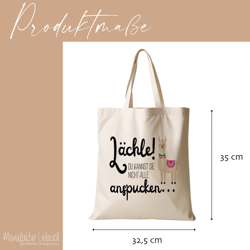 Stoffbeutel Lama Stofftasche Spruch Llamasté, Lächle... anspucken, Love ist Llamazing, No drama Llama