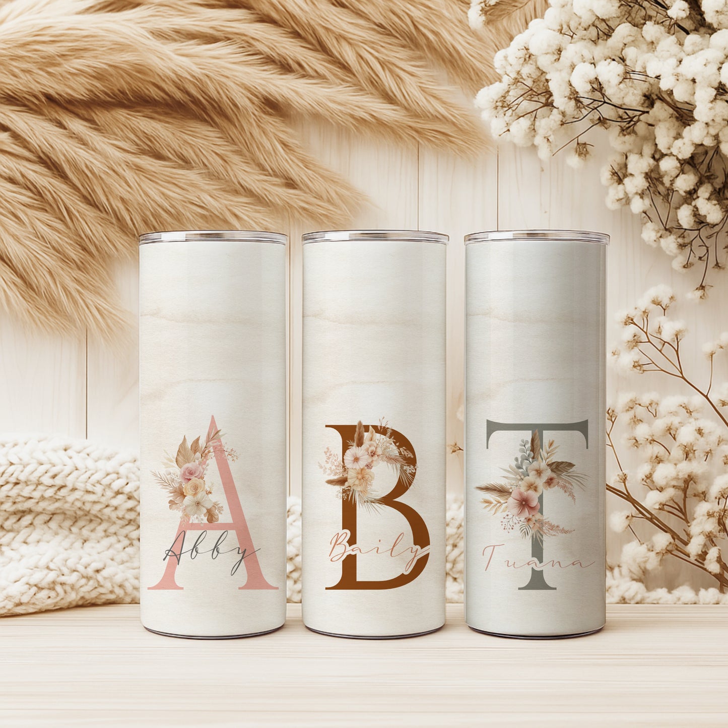 Personalisierter Edelstahl-Thermobecher 20 oz mit Namen & Initiale Thermobecher personalisiert  Geschenk für Frauen Boho Kaffeebecher to go
