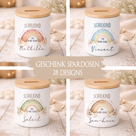 Einschulung Geschenk 2026 – Spardose personalisiert mit Namen – Schulkind Junge Mädchen – Geschenk zum Schulanfang