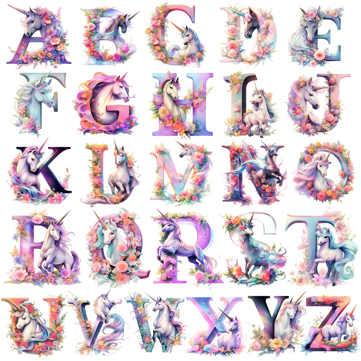 Einhorn Tasse mit Namen und Buchstaben für Mädchen als Geschenk