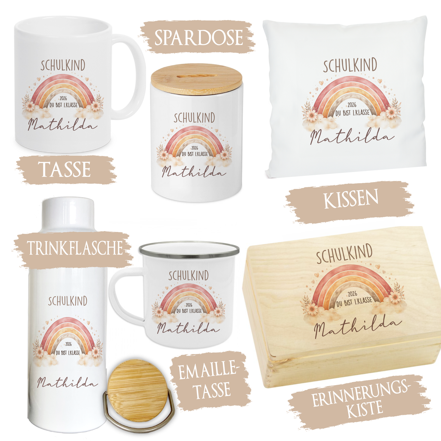 Einschulung Geschenk Schulkind 2026 I Personalisierte Kinder Tasse mit Namen viele Motive I Mädchen Einschulung Junge Geschenk Schulstart