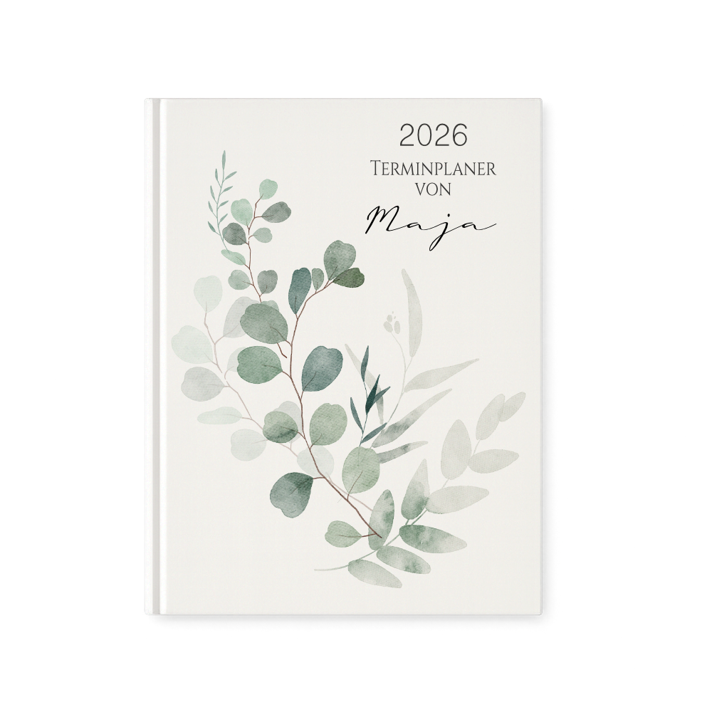 Personalisierter Terminplaner 2026 Din A5 | Hardcover Buchkalender mit Name | Florales & Boho Design