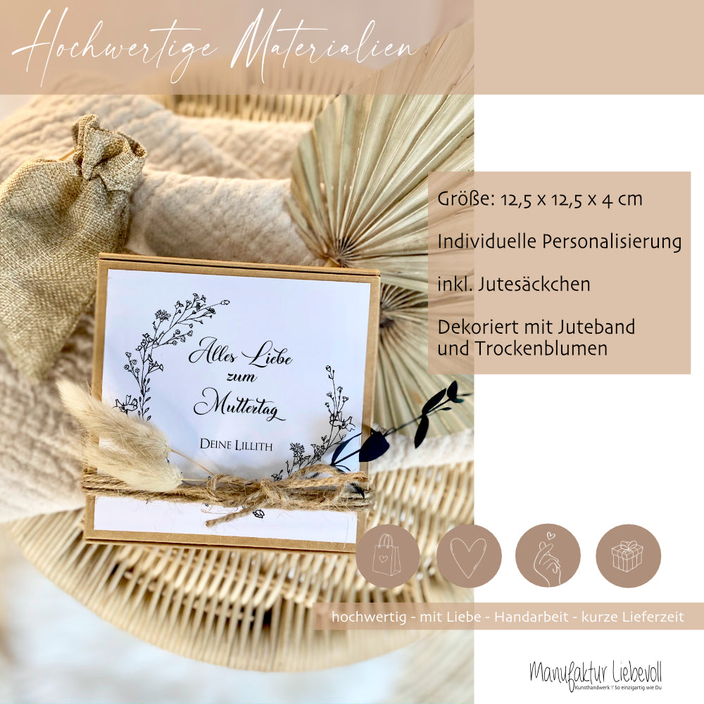 Personalisierte Geschenkbox zum Muttertag, Muttertagsgeschenk mit Wunschtext