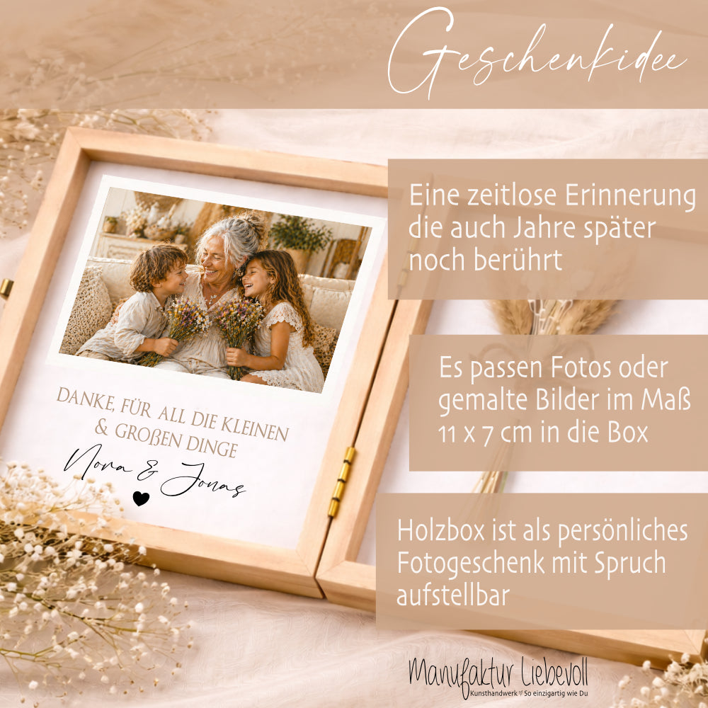 Geschenk Oma Opa personalisiert | Geschenk Uroma Uropa | Geburtstagsgeschenk Großeltern | Fotogeschenk Holzbox I Geschenk Enkelkinder Namen