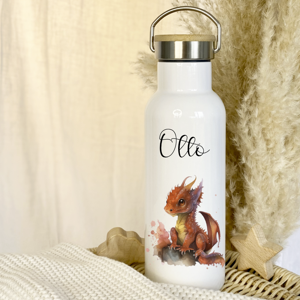 Kinder Trinkflasche Drache mit Namen als Geschenkidee 