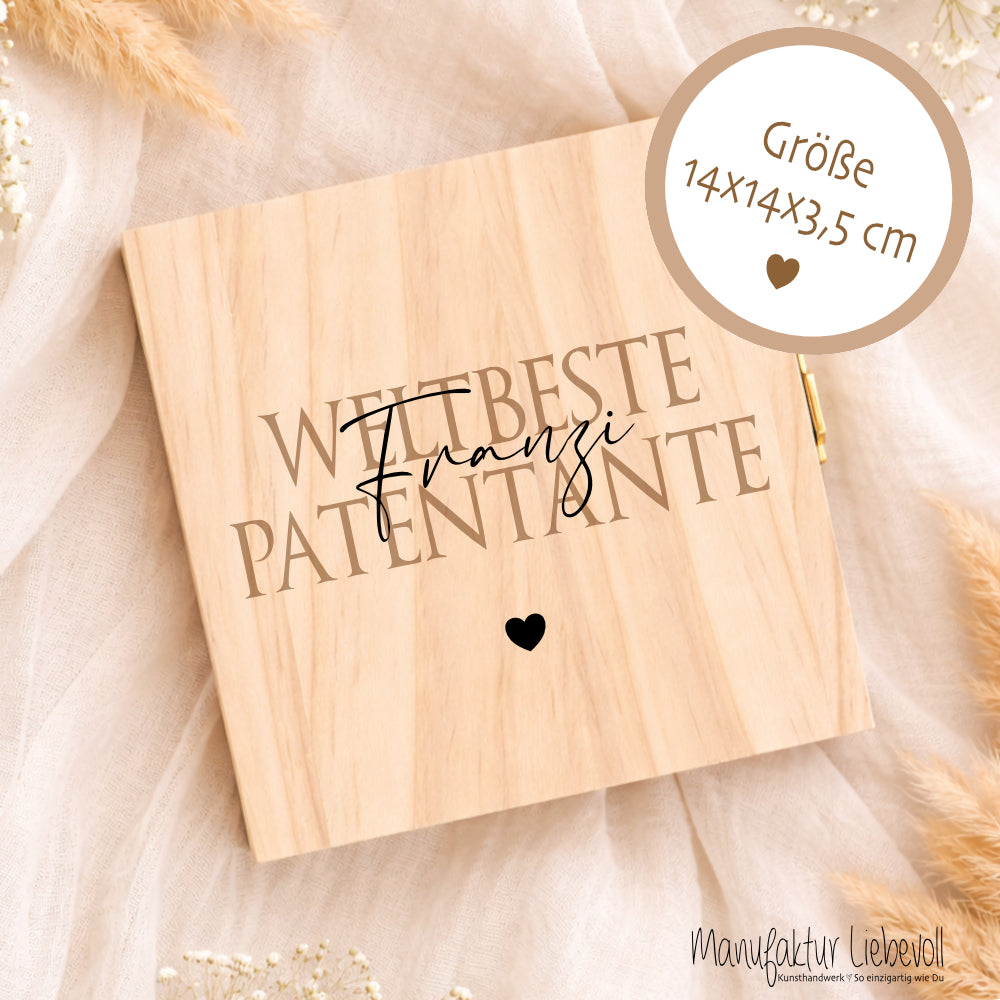 Geschenk Patentante Patenonkel personalisiert | Taufe Geschenk Patentante Patenonkel | Fotogeschenk Holzbox mit Namen Nichte Neffe Geschenk