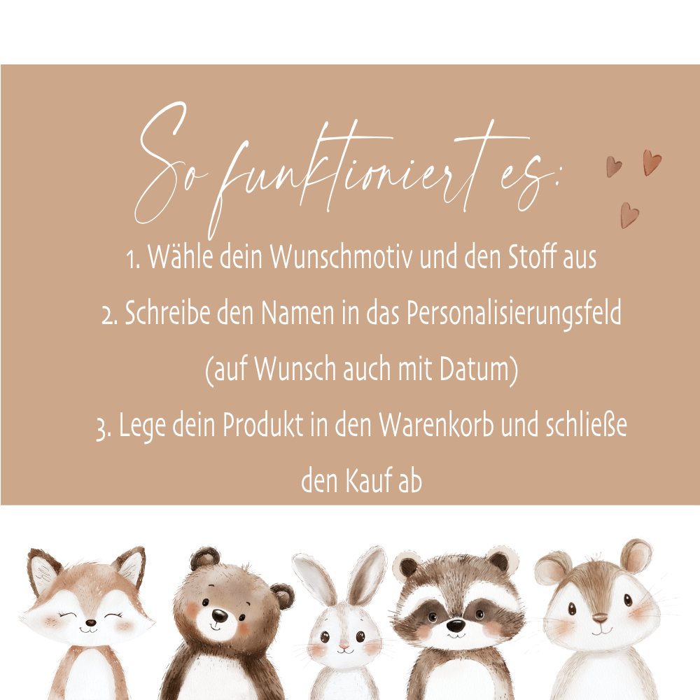 Personalisierte Stoffschultüte mit Namen & Datum – Handgenähtes Set inkl. Rohling