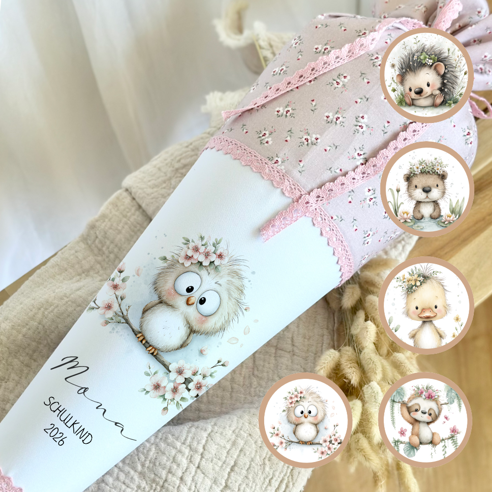 Personalisierte Schultüte aus Stoff – Individuelle Zuckertüte mit Namen & Motiv – 35cm & 70cm