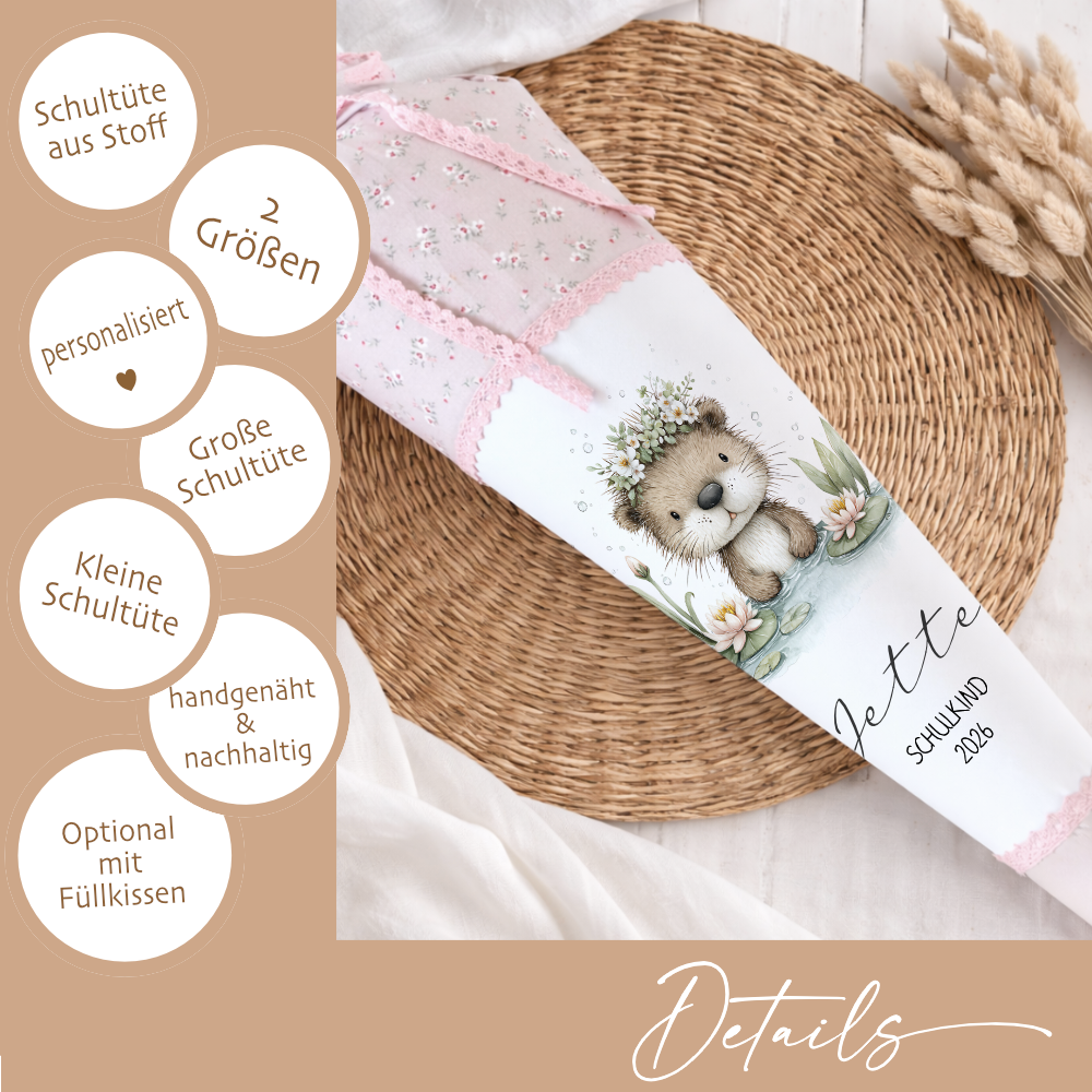 Personalisierte Schultüte aus Stoff – Individuelle Zuckertüte mit Namen & Motiv – 35cm & 70cm