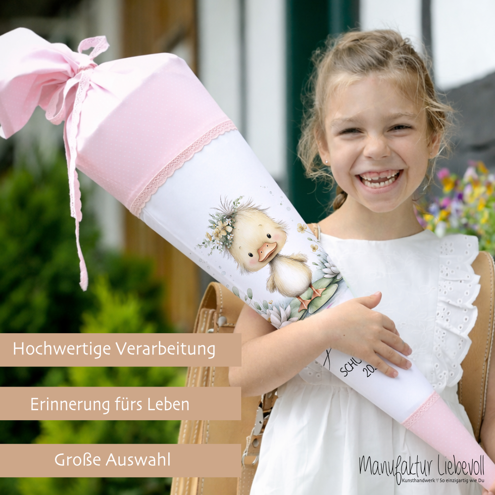 Personalisierte Schultüte aus Stoff – Individuelle Zuckertüte mit Namen & Motiv – 35cm & 70cm