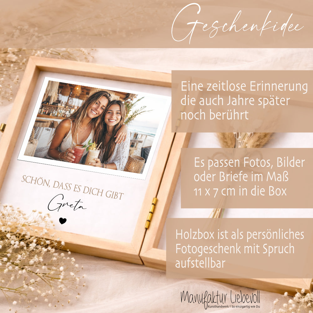 Geschenk Schwester Bruder personalisiert | Geschwister Geschenk Geburtstag Weihnachten | Fotogeschenk Holzbox mit Namen und Spruch