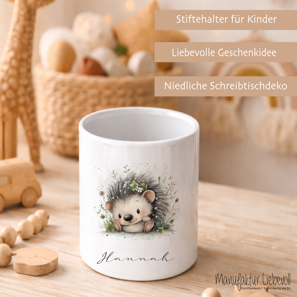 Personalisierter Keramik-Stiftehalter mit Namen | Individueller Stifteköcher für Kinder