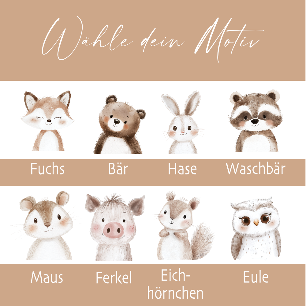 Personalisierter Stiftehalter Waldtiere – Keramik Stifteköcher mit Namen für Kinder