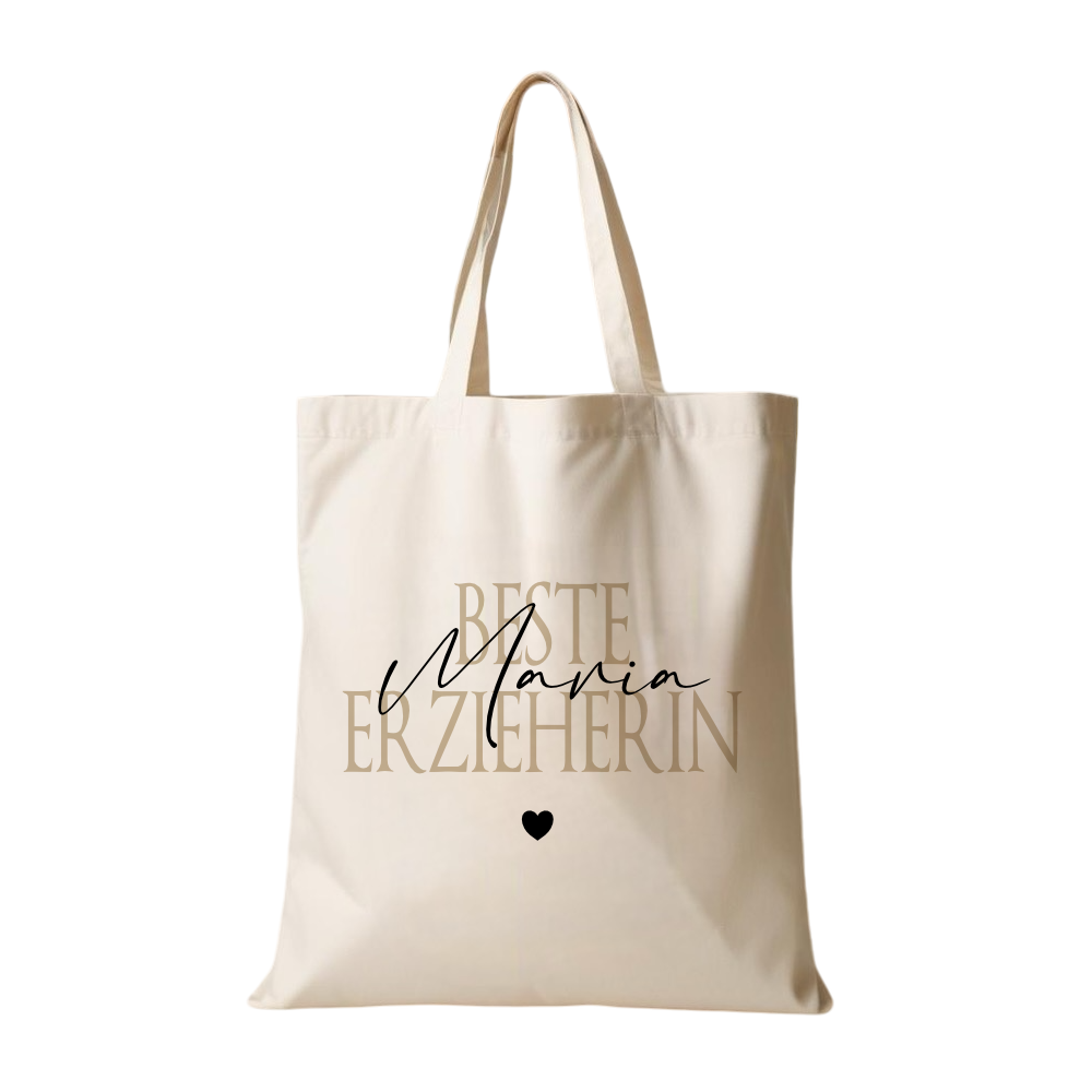Personalisierter Stoffbeutel, 3 Motive: Beste Erzieherin, Beste Lehrerin, Beste Hebamme