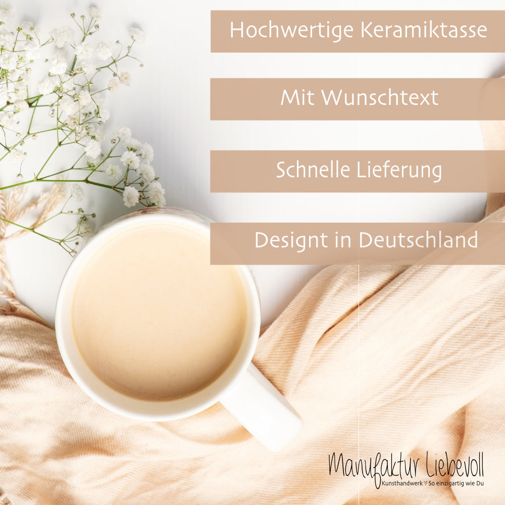 Tasse personalisiert, Kaffeetasse mit Wunschtext, Namen aus Keramik