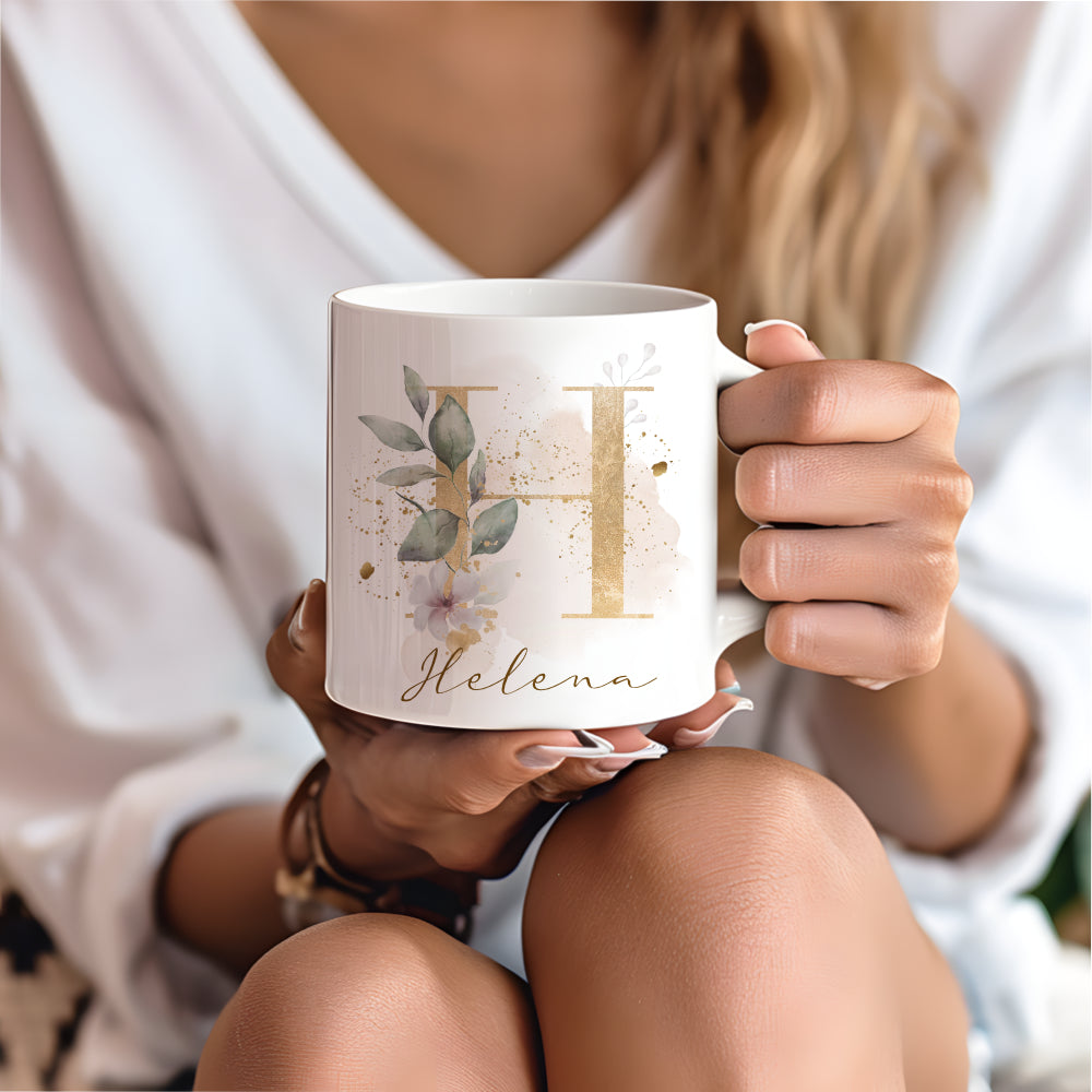 Boho Tasse mit Buchstaben und Namen für Frauen