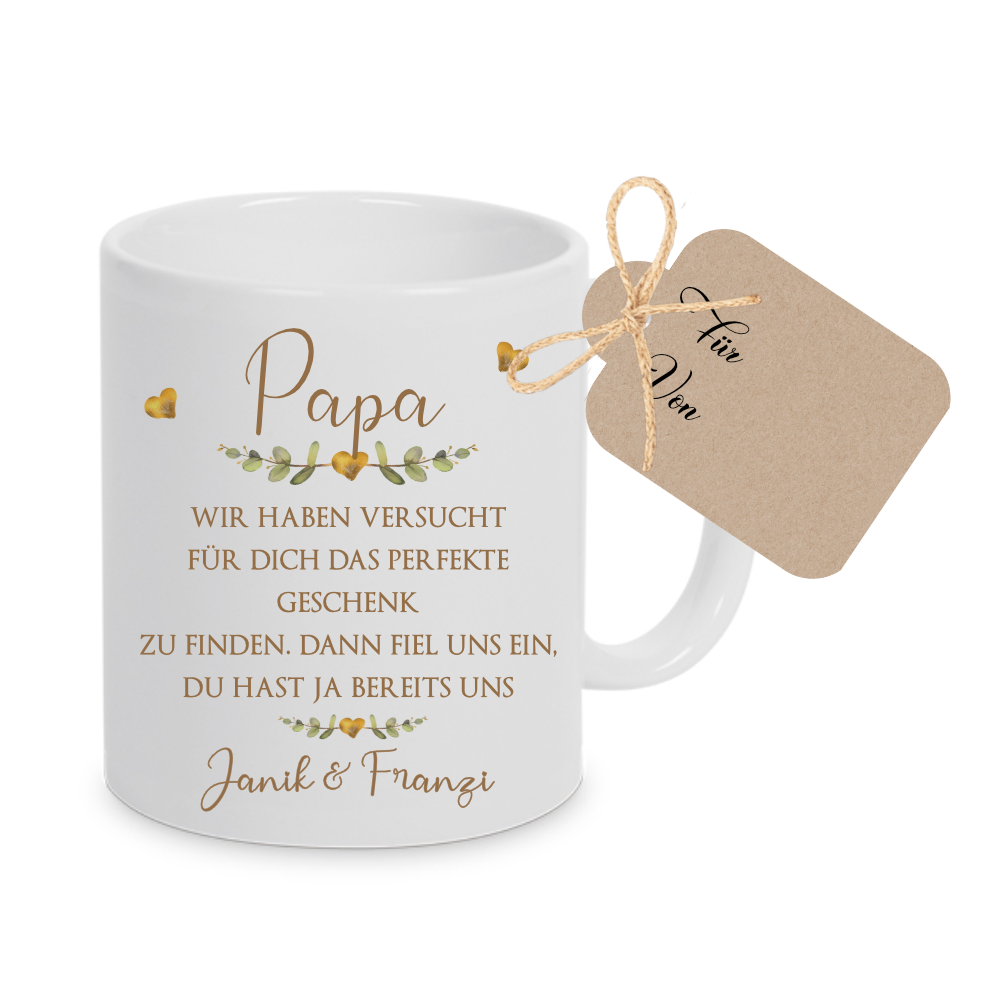 Keramiktasse - Mama - Oma - Papa - Opa mit Spruch und Namen der Kinder | Personalisierte Kaffee- Teetasse  | 8 Varianten zur Auswahl