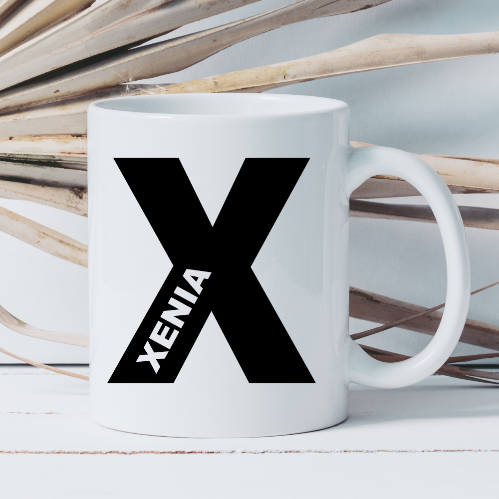 Personalisierte Tasse mit Buchstabe & Name | Keramik Kaffeetasse A–Z